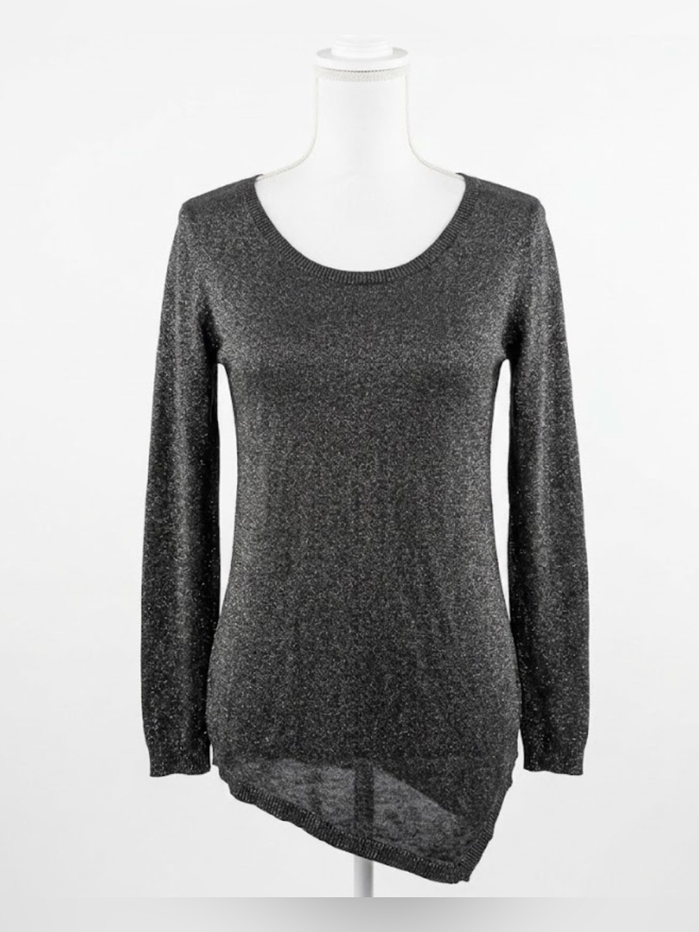 Joie Charcoal Metallic Long-Sleeve Scoop Neck Sweater